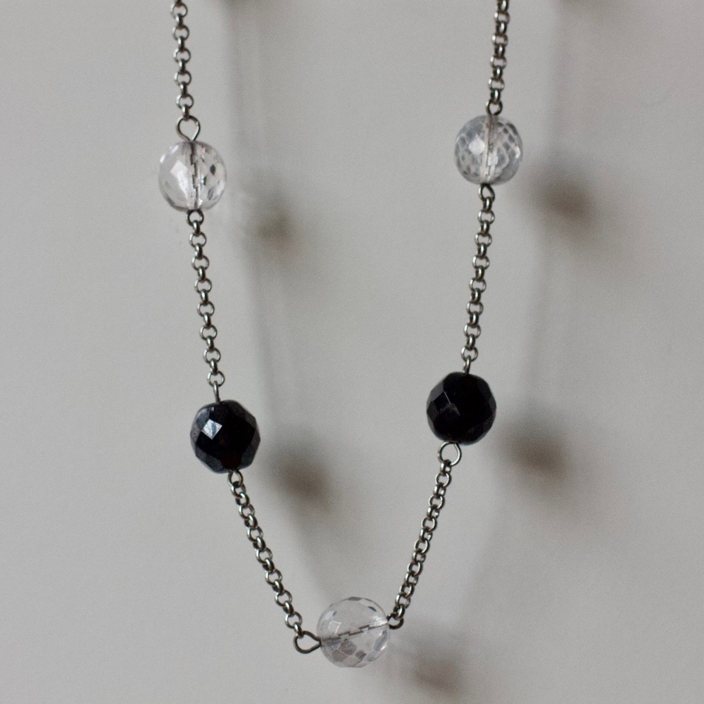 Black and Clear Beaded Necklace